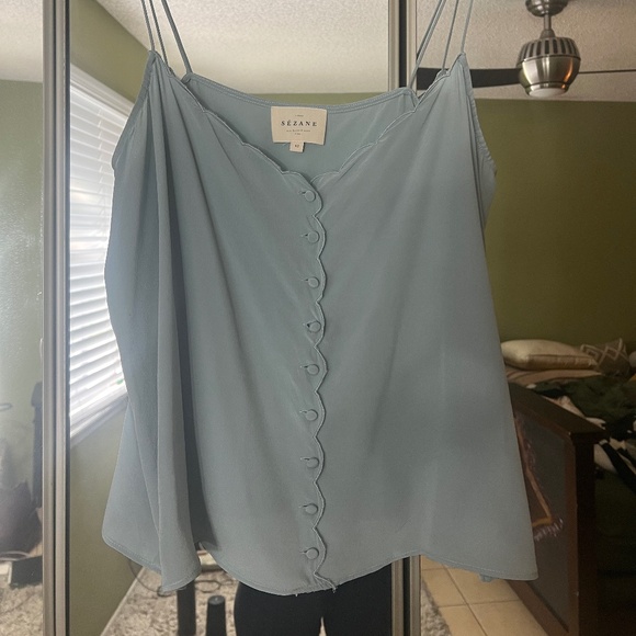 RARE Sézane Athena Celadon Silk Top Size 42 - Picture 2 of 7